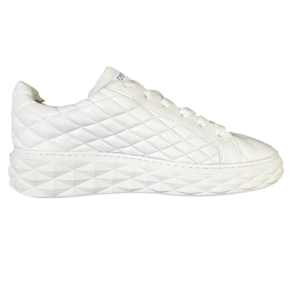 Jimmy Choo‎ Diamond Maxi M II White Nappa Leather Platform Trainers Mens EU43
